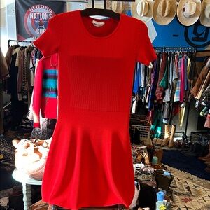 Hugo Boss Red Short Sleeve Knit Mini Dress